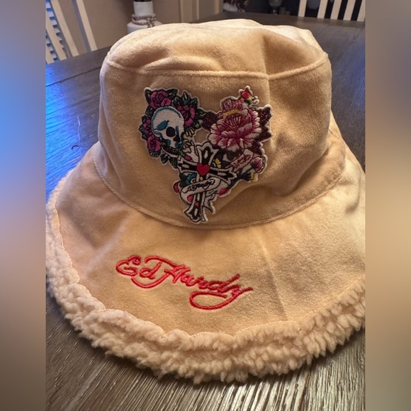 Ed Hardy Tan Bucket Hat with Sherpa And Embroidery main image 4